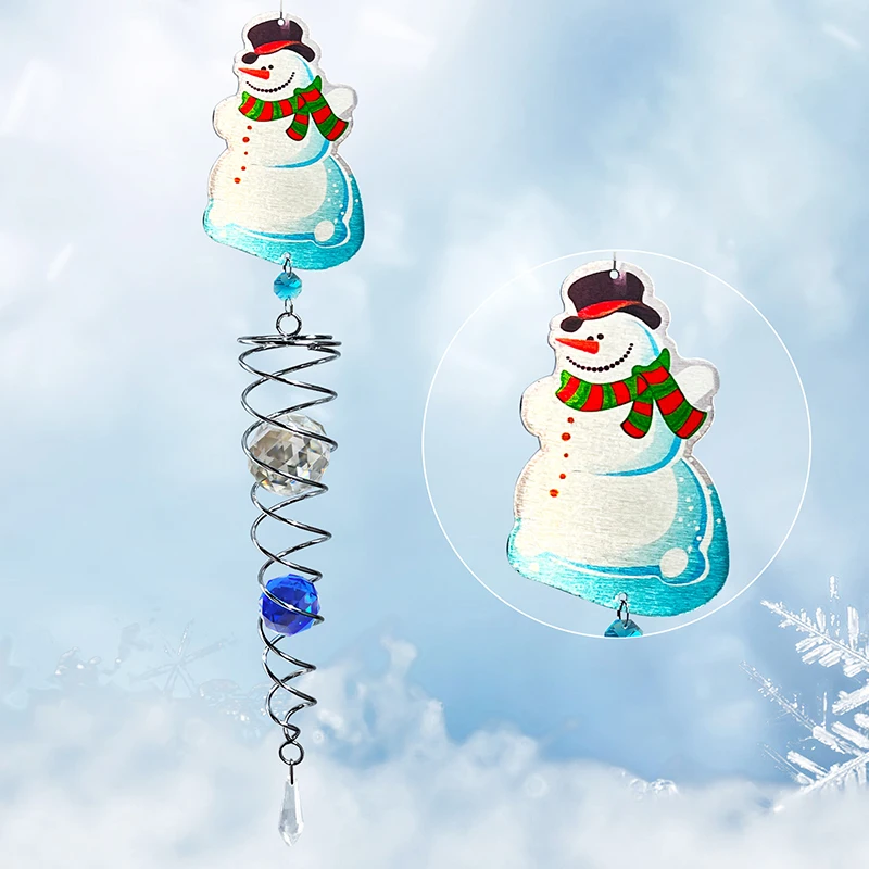 PSATHENATI Exquisite Christmas snowman Gift Memorial Wind Spinner Christmas Gifts Lovers Stainless Steel Wind Chime 22in