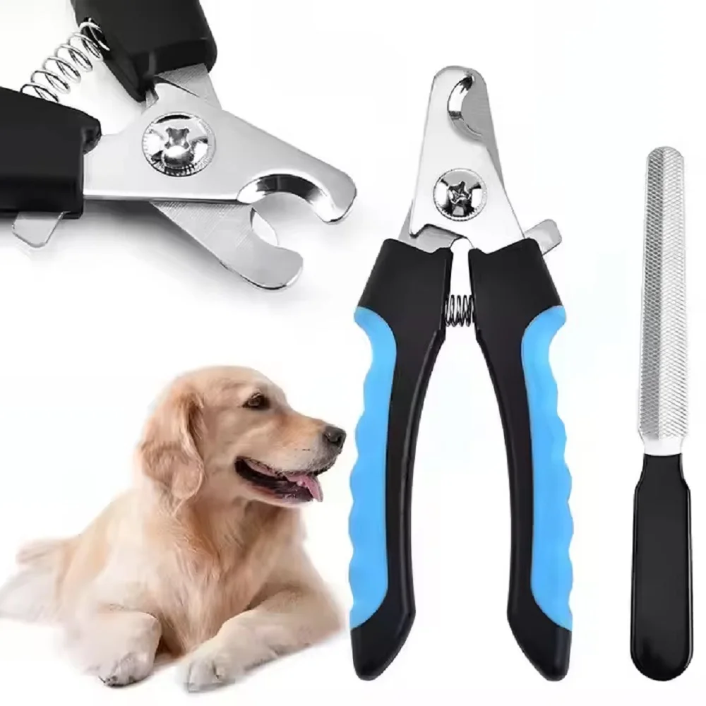 2 Pcs Professional pet cat and dog nail clipper cutting machine with nail file, stainless steel beauty scissors set