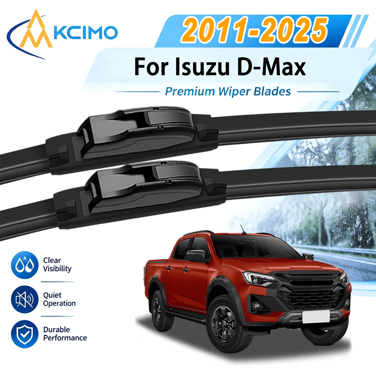 For Isuzu D-Max RT50/85 2011-2025 Auto Front Windshield Wipers High Steel Frame UV Resistant Silent Replacement Wiper Blades