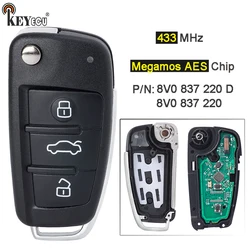 KEYECU 434MHz P/N: 8V0 837 220 D/ 8V0837220 Keyless Remote Car Key Fob for Audi A3 S3 2012 2013 2014 2015 2016-2019