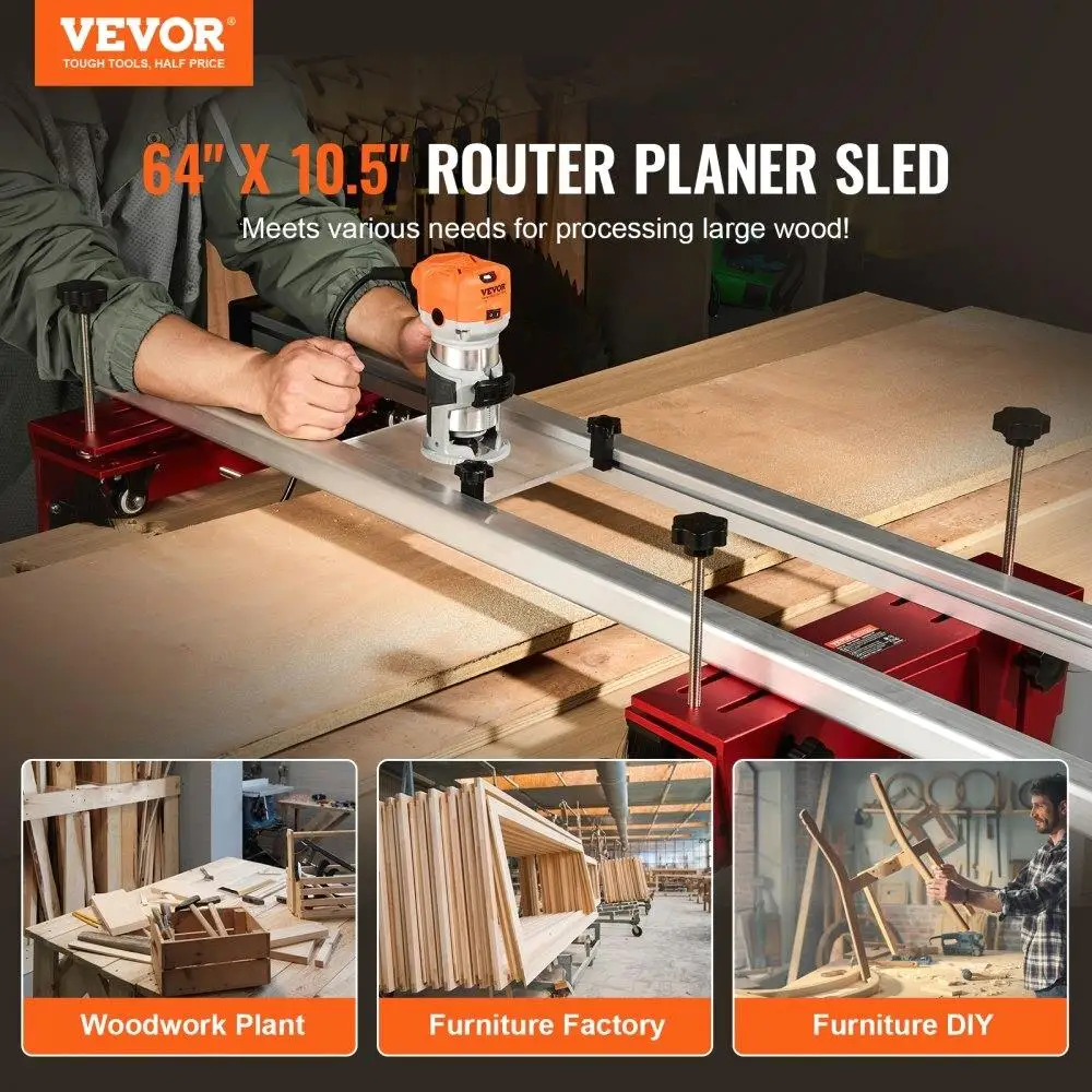 Adjustable 64 Router Sled for Wood Slab Flattening - Router Jig Tool