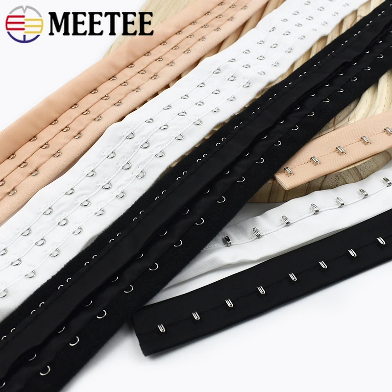 1/2/4Yards 2/3Rows Ribbon Bra Strap Extender Adjustable Hook Waistband Corset Underwear Webbing Closure Tape Sewing Accessories