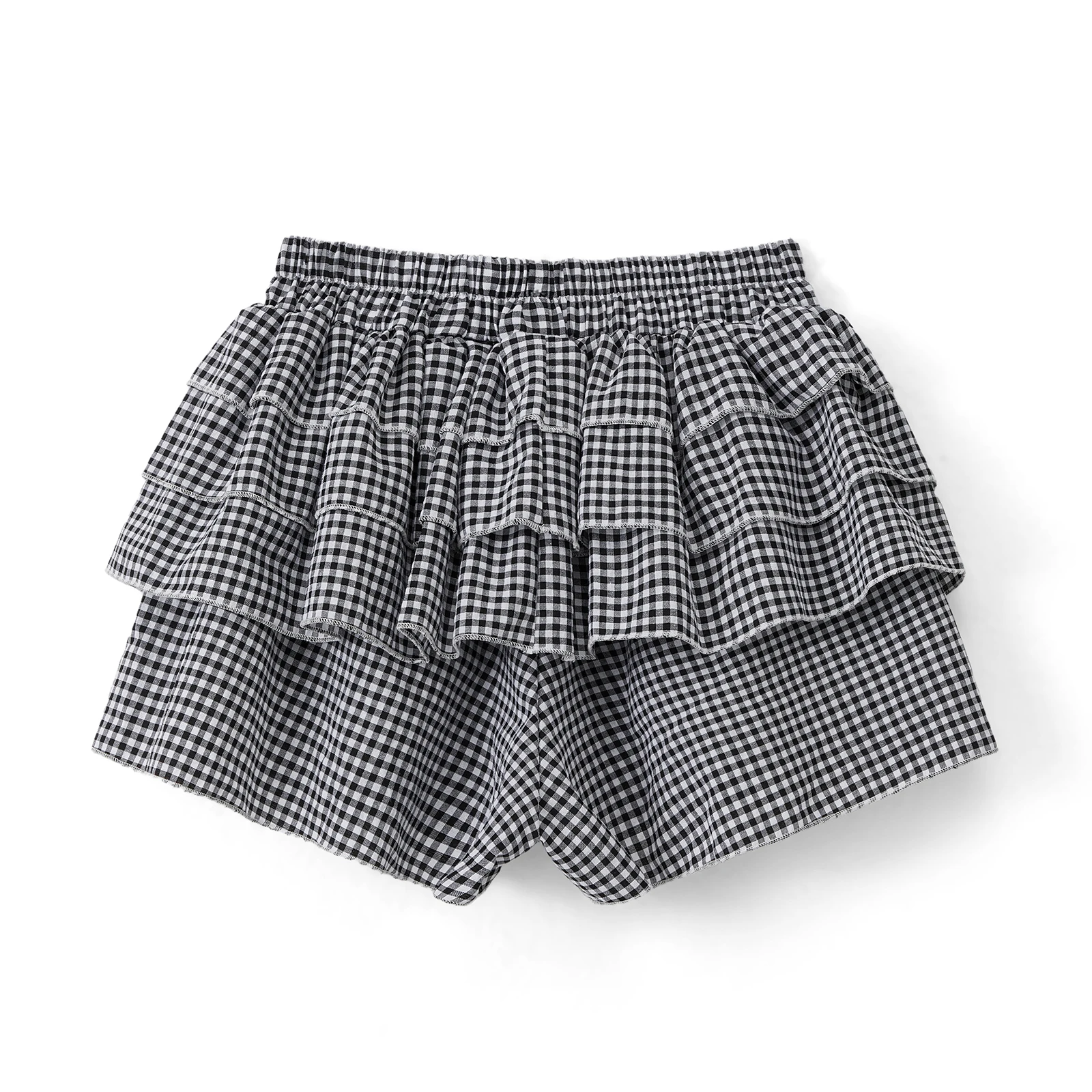 النساء Kawaii لطيف الطبقات الكشكشة البسيطة السراويل القماش القطني البنطلونات هدب قيعان منخفضة الارتفاع الصبي السراويل منقوشة صغيرة Pj الملاكمين