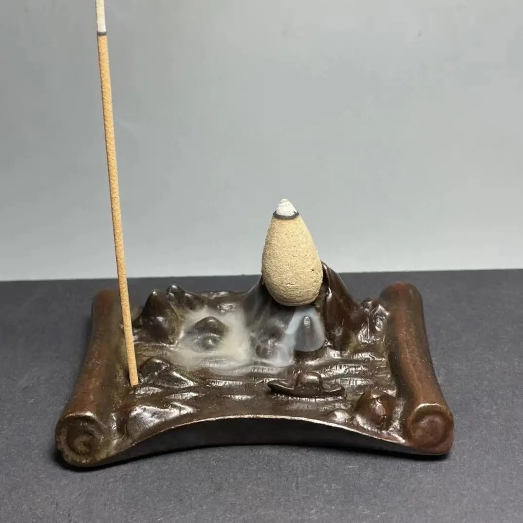 Buddhist mountain stream boat Backflow Incense Burner Statue for Tea Home Decor Ornaments