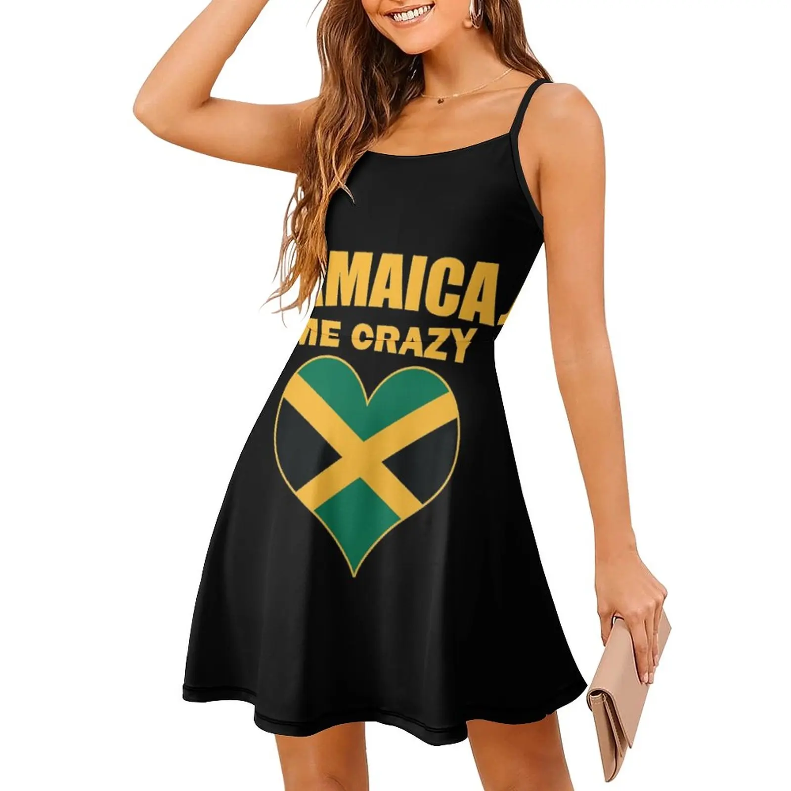 Exotic Jamaican Me Crazy Jamaica Quote Print Women's Sling Dress Humor Graphic  Vacations Woman's Clothing Suspender Dress Novel