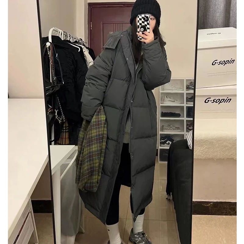 Women Down Jacket Winter Coat Female Long Parkas Loose Large Size Thick Warm Outwear Fashion Simplicity Hooded Cotton Overcoat