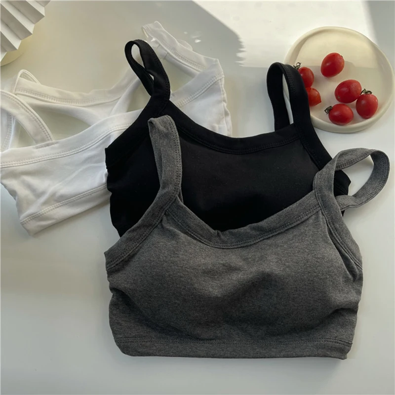 ملابس داخلية قطنية حريمي قطع علوية مثيرة بلون سادة علوي للبنات مبطن بدون أكمام موضة صيفية ملابس خارجية للسيدات