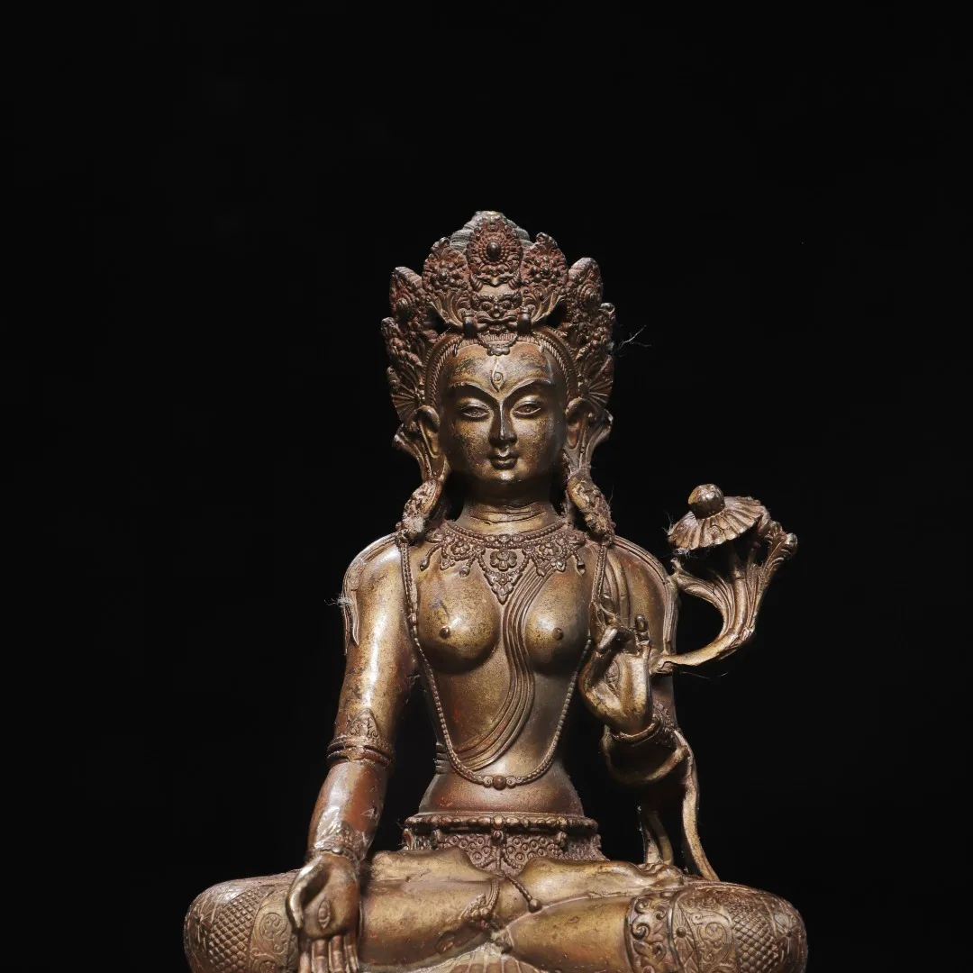 Vintage White Tara Statue Tibetan Buddhism Goddess Figurine, Lotus Seat Meditation Altar Tabletop Buddhist Ornament