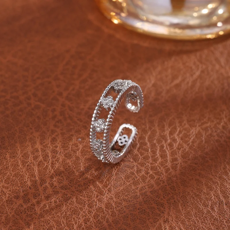 Damen-Zirkon-Ring, klassisches Pflanzen-Blumen-Design, handgefertigte Verzierung, Geburtstagsfeier, Geschenke für Freunde, beliebter Schmuck