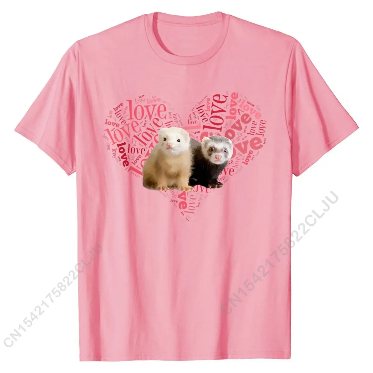 I Love Ferrets T-Shirt - Heart Shaped Ferret Lover Gift Cotton T Shirt For Students Crazy Tops Men Tees Brand New Simple Style