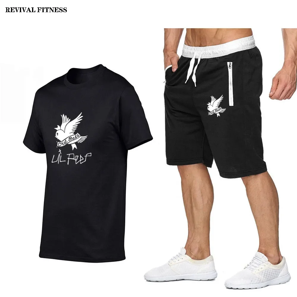 

Fashion Lil.Peep Men's t-shirt Shorts Set Men Summer 2pc Tracksuit+Short Sets Beach Male Casual Tee Shirts Set Sportswears S-XXL