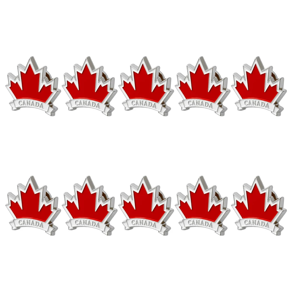 

10pcs Red Maple Leaf Brooch Enamel Pin Badges Lightweight Alloy Women Clothes Accessories Canada Flag Lapel Pins Fall