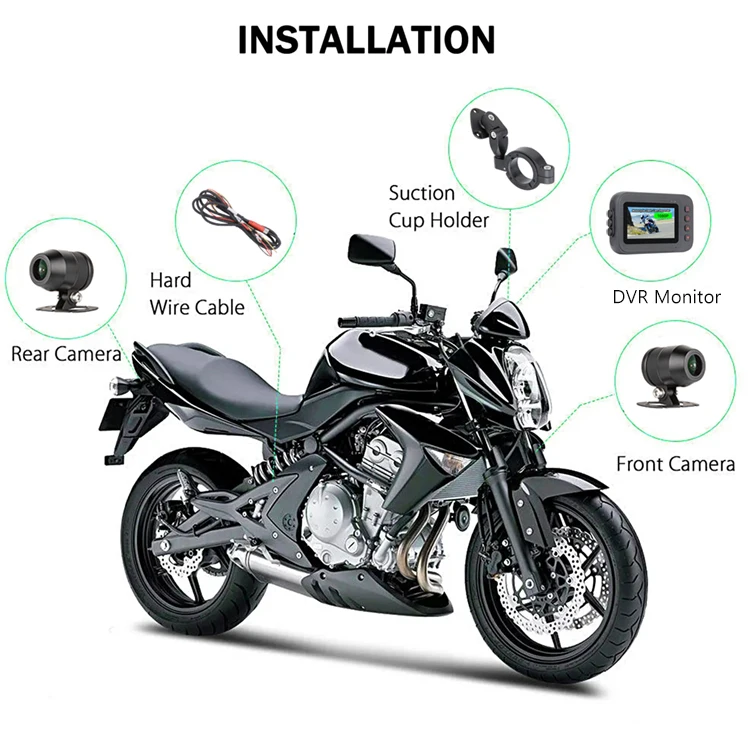 

Hot Selling 2.7 Inch Full HD 1080P Front Rear Moto Dash Cam Rear View DVR Camera For Motorcycle