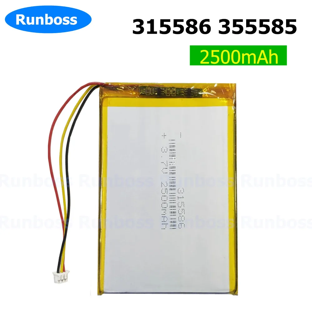 1.25 3Pin 315586 3.7V 2500mAh Li-Polymer Li-ion Battery For S11ND018A E-book (ONYX BBA10) 355585 power bank psp DVR 305585