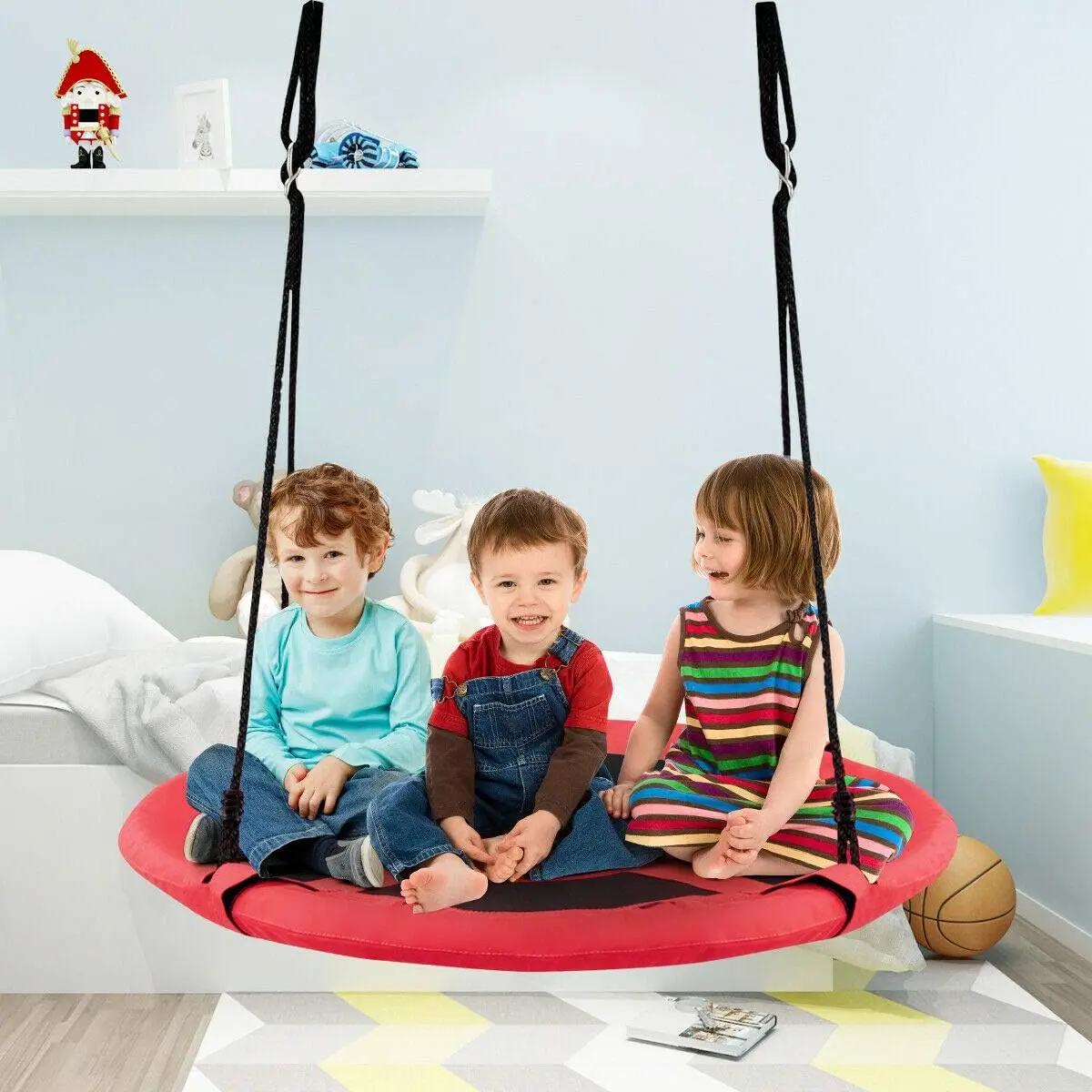 2 em 1 crianças destacável pendurado cadeira balanço tenda conjunto, rede ninho pod pendurado balanço assento para meninos/meninas, crianças ao ar livre indoor