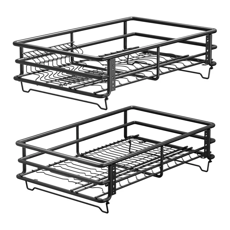 

Kitchen Cabinet Dish Basket Double Drawer Type Seasoning