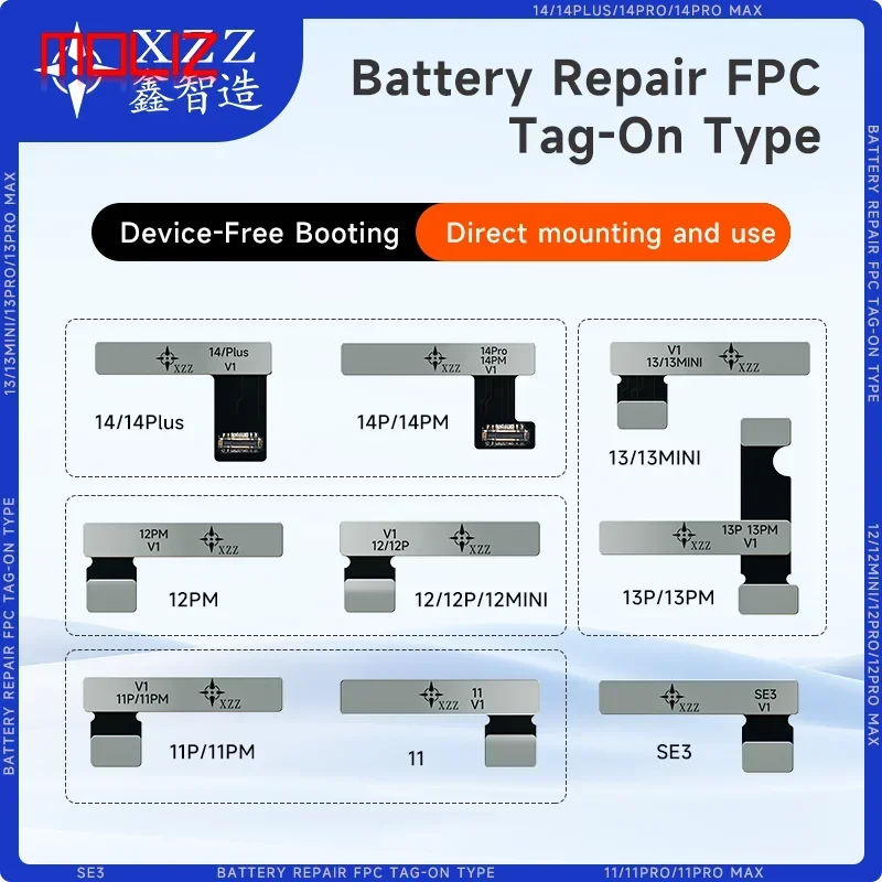 XZZ Pre-Programmed Battery Tag-on Flex for iPhone 11-14PM
