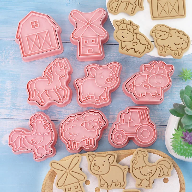 8Pcs Animal Cat Rabbit Dinosaur Cookie Cutter Fruits Cookie Stamp Car Biscuit Molds for Baking Fondant Cheese and Pastries view 4