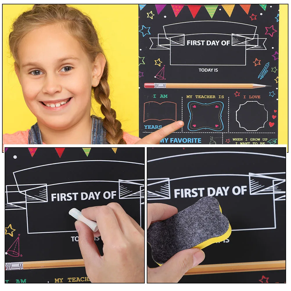 

1Set Double Sided Chalkboard Sign First Day School Decorative Wooden Accessory Kids Classroom Decoration School Sign Chalkboard