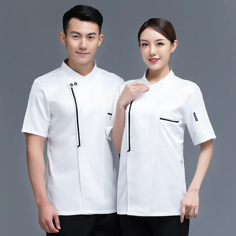 

Рабочая одежда для поваров, мужская, с короткими рукавами, летняя, дышащая, легкая, для ресторанов, униформа для кухонного персонала, одежда для персонала столовых.