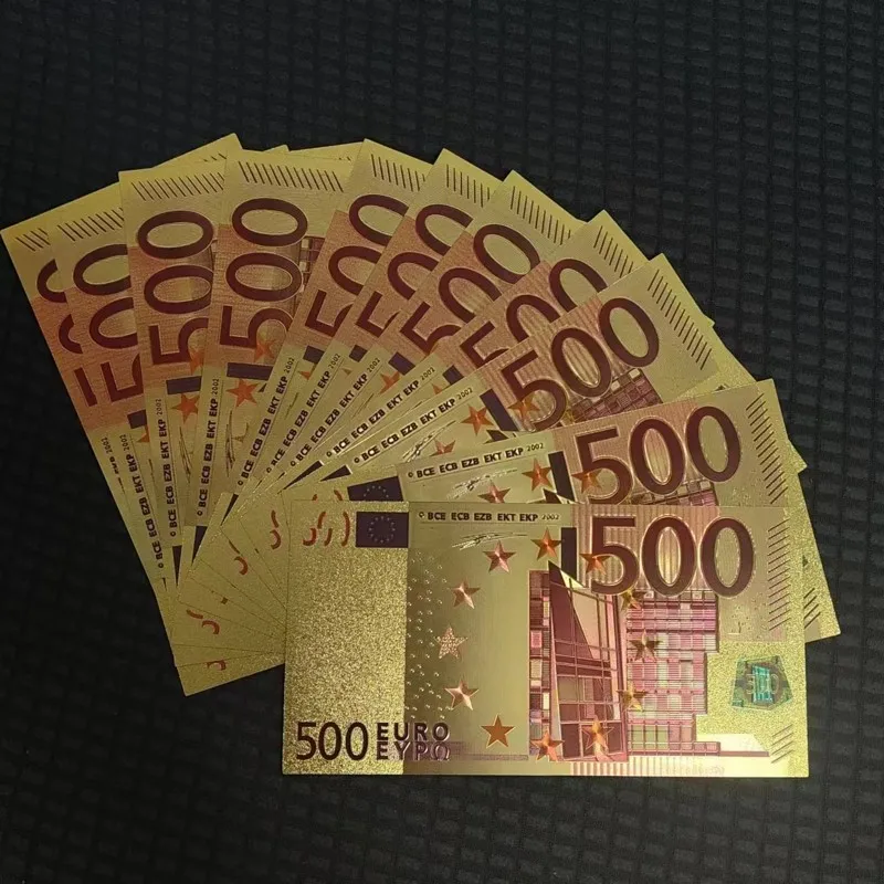 20~100pcs Colorful European Plastic Banknote Euro Bills 500 Euro Banknote Fake Euro Set in 24K Gold Foil Fake Money For Gifts