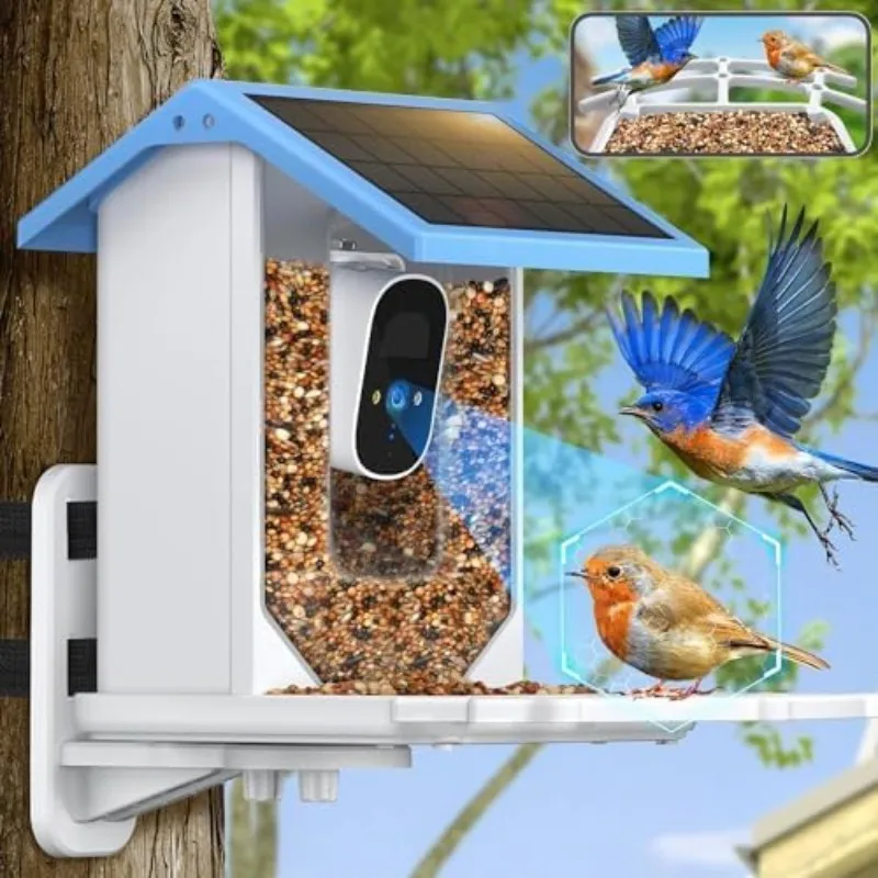 Outdoor Smart Bird Feeder 4 MP HD Auto Capture Bird Videos Real Time Views and Notifications Ideal Gift for Bird Lovers