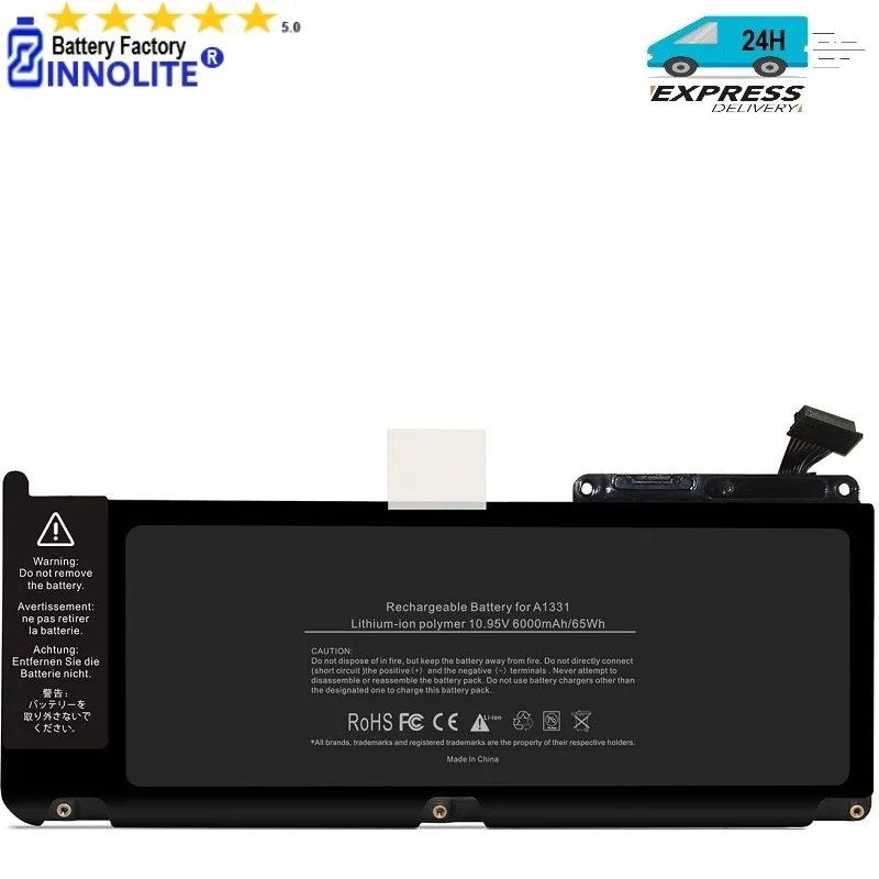 

Replacement Battery A1331 for Apple MacBook 13 inch A1342 Late 2009 / Mid 2010 Version MC516LL/A MC207LL/A，fit 661-5391