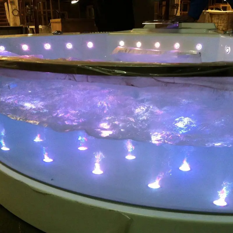 &c White Acrylic Champagne Glass Modern Massage Corner Tub Computer Control Capacity Overflow Apron Installation for