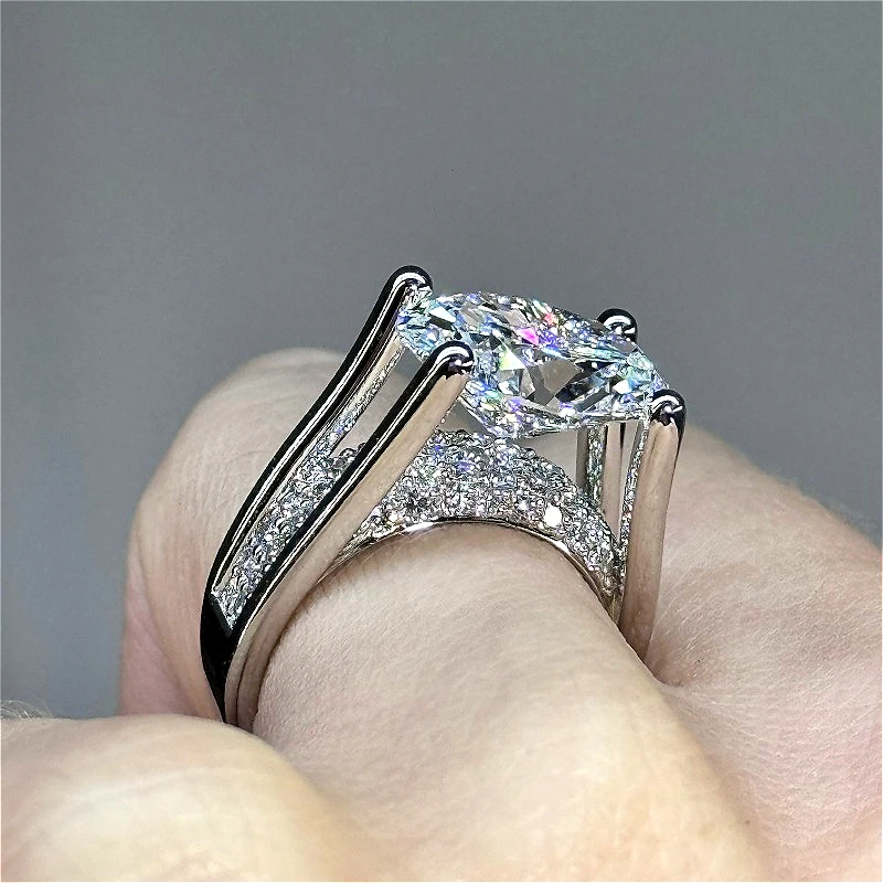 Sparkling Fashion Synthetic Zirconia Women's Silvery Plated Ring Elegant Charming Wedding Engagement Jewelry Accessories Crafts