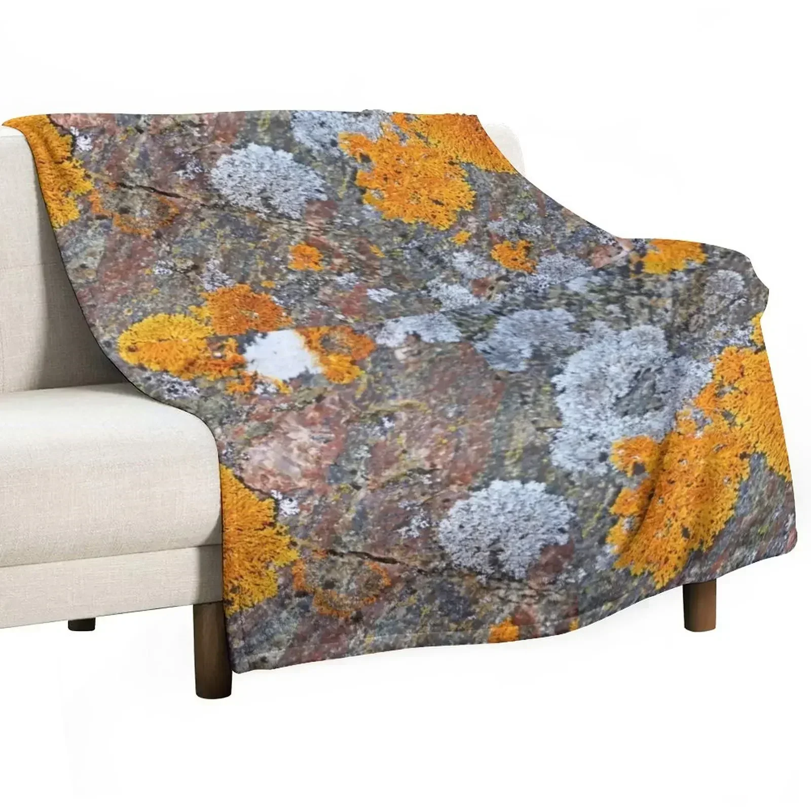 Wreck Island Lichen On Rock Throw Blanket Softest Vintage Plaid Blankets