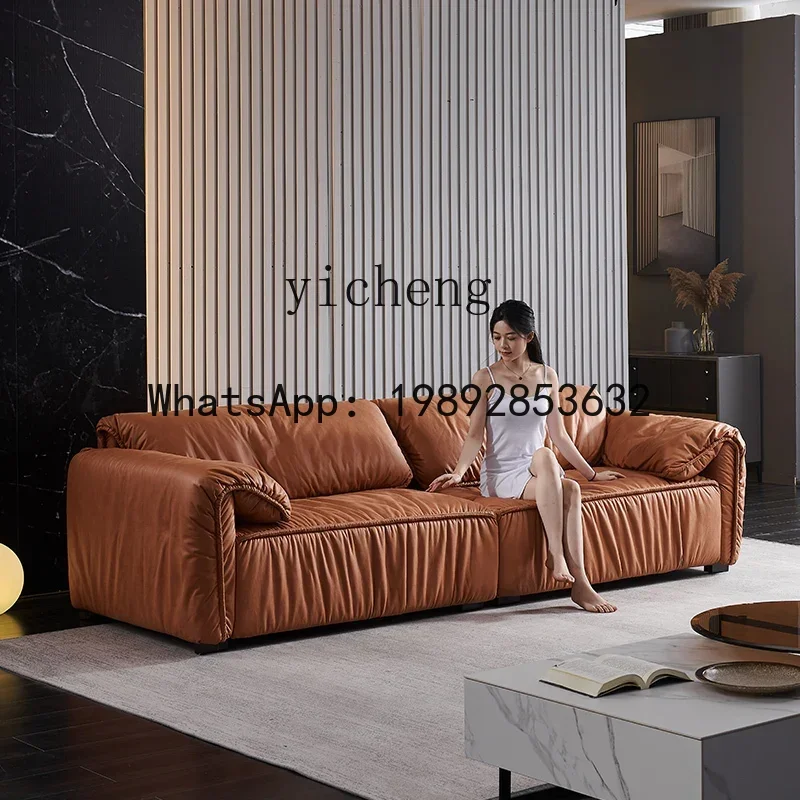 Minimalist Fabric Sofa Modern Minimalist Small Apartment Washable Faux Leather down Sofa Combination