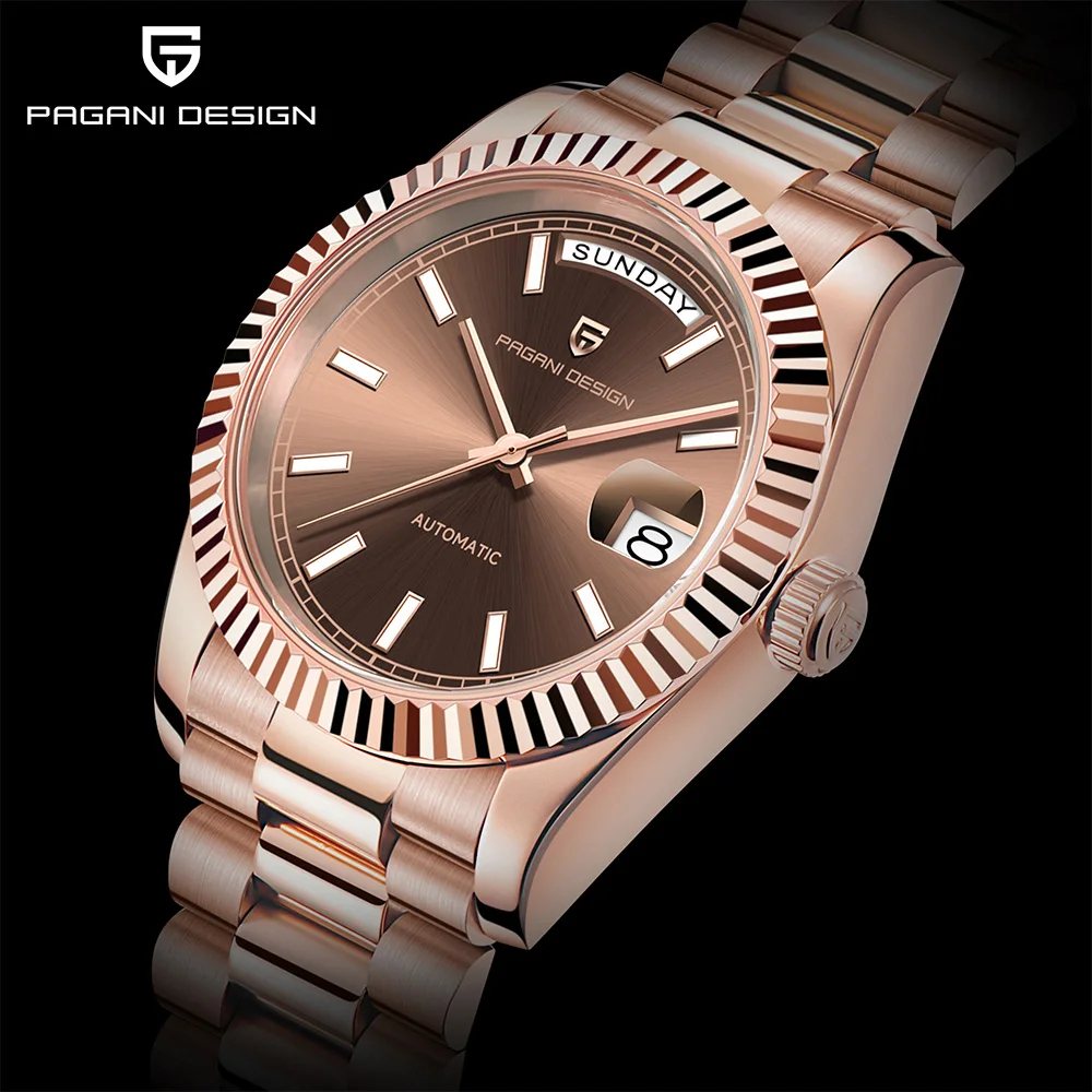 2025 باجاني ديزاين DD36 براون ساعة أوتوماتيكية صندوق هدايا رجالي الياقوت الميكانيكية ساعة رجالي الفولاذ المقاوم للصدأ التقويم اليومي 10BAR #5