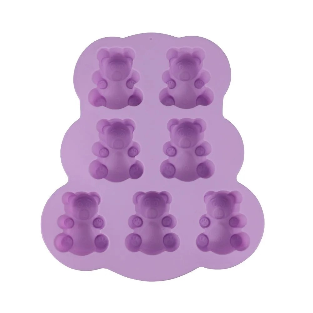 

New 3D Lovely Bear Cake Mold 7 Holes Silicone Cookie Mold Cold Heat Resistant Kitchen Fondant Supplies Cupcake Topper Decorating