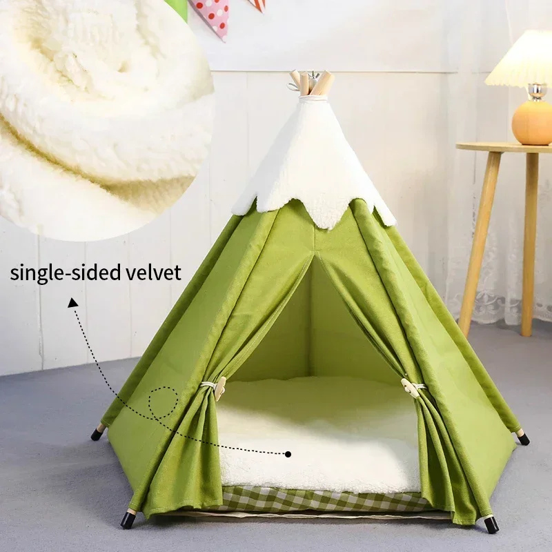 Tiendas tipi para mascotas para perros pequeños o gatos, cama dulce para cachorros, casas lavables para perros o gatos con cojín de felpa grueso,