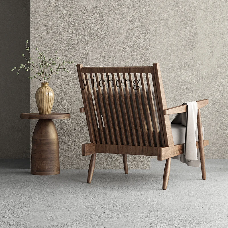 ZZ wabi-sabi الرياح الخشب الصلب كرسي أريكة واحد الحديثة الطراز العتيق فندق B & B كرسي الترفيه الصيني الجديد #4