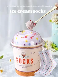 1 pair of medium-length unisex socks novel and interesting green ice cream gift box socks suitable for Christmas gifts