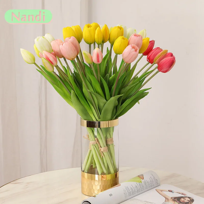 5 stücke Hohe Qualität Tulpen Hause Dekoration Bouquet Ornamente Hochzeit Braut Mit Blumen Tulpe Simulation Bouquet
