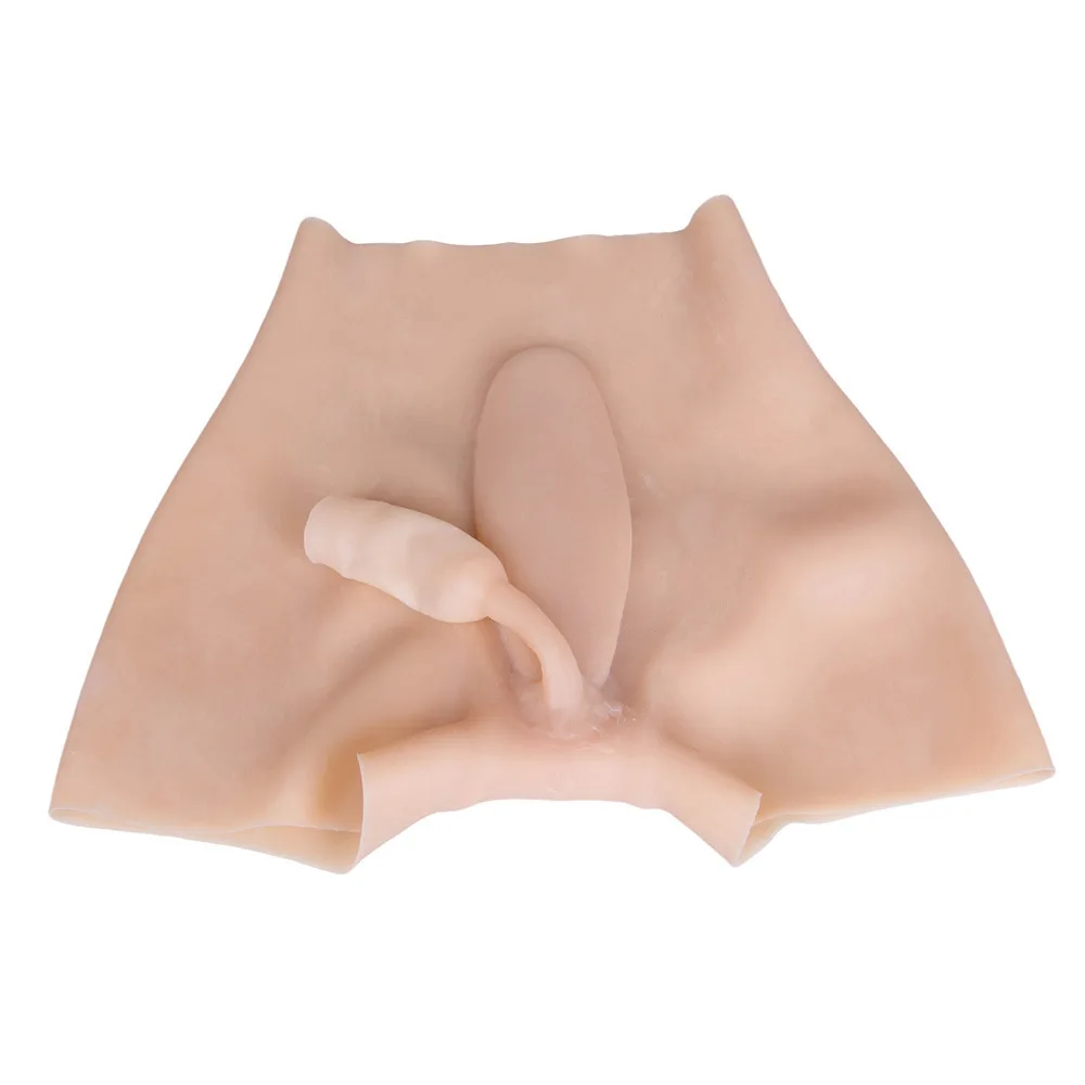 Customizable can be inserted into the four-corner fake yin pants with urinary catheter, men's clothing simulation silicone pants