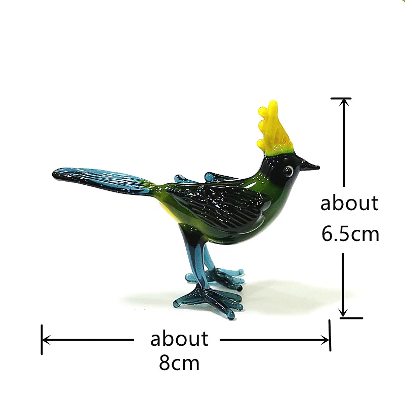 Handmade Murano Glass Bird Figurine - Cute Mini Animal Statue Home Desktop Decor Collectible Living Room Bedroom Table Ornament