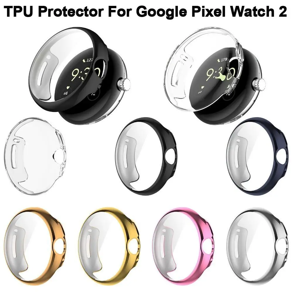 소프트 TPU 보호 커버, 쉘 스마트 워치 스크린 보호대, 풀 커버 액세서리, 케이스 커버, 구글 픽셀 워치 2/1