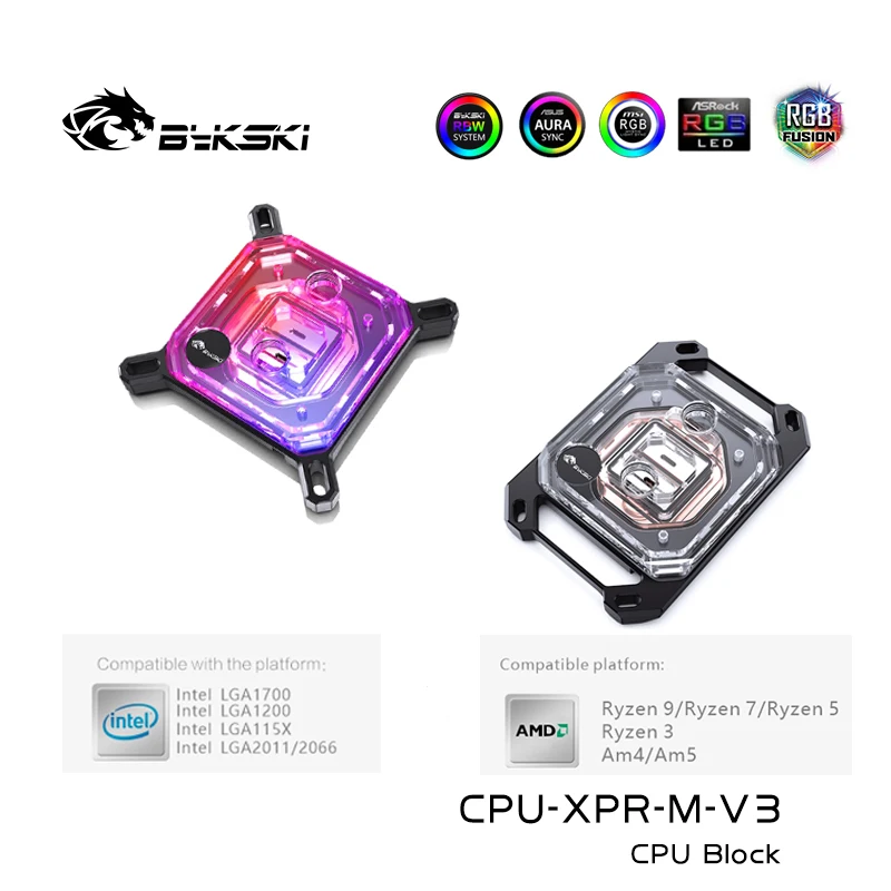 

Водяной блок Bykski для процессоров Intel LGA1700/1200/115X/2011/2066, AM4/AM5, радиатор-кулер SYNC/CPU-XPR-I/M-V3