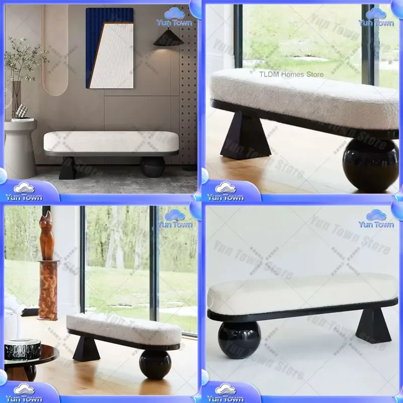 Low Minimalist Foot Stool for Modern Living Room Bedroom Entryway Step Stool Bench Seat Shoe Ottoman Luxury Furniture for