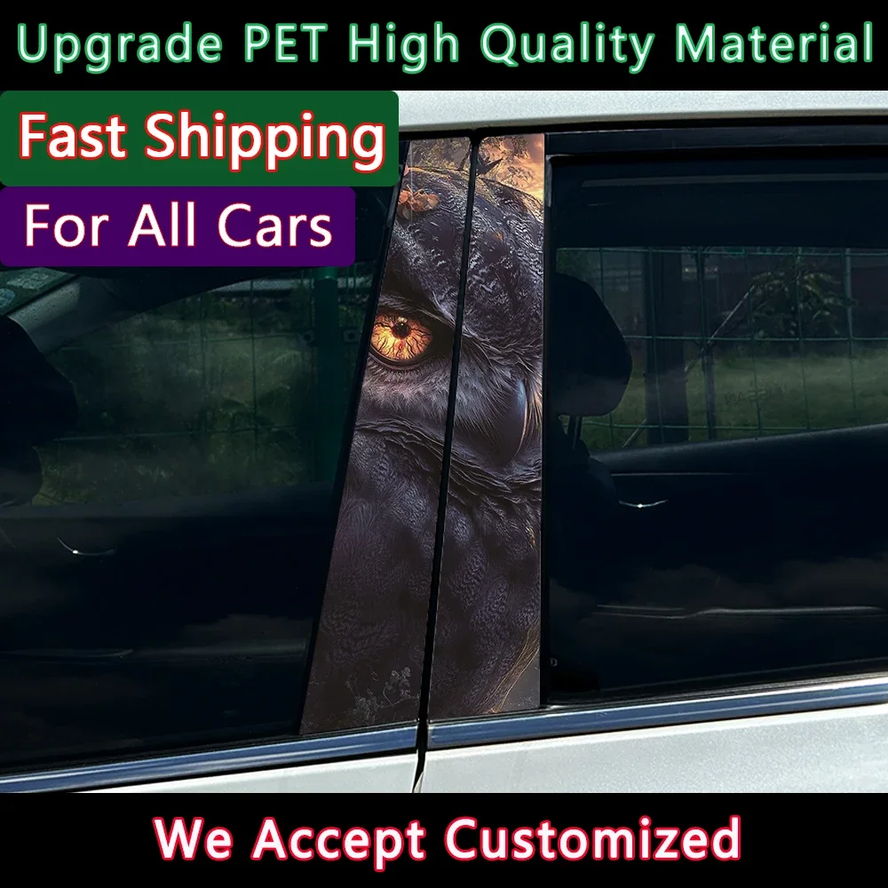 

Black Fierce Eagle Car Stickers Auto B-pillar Car Center Column Decoration Cover Scratches Waterproof Decals