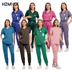 Surgical Uniforms Women Scrub Set Medical Nurse Scrubs Tops Pants Beauty Salon Spa Workwear Clinical Doctor Surgery Nursing Suit