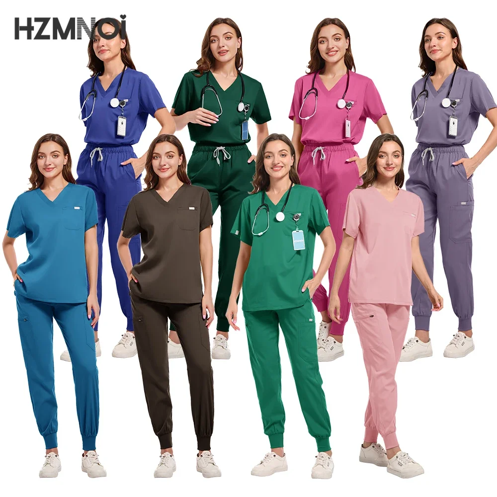 Surgical Uniforms Women Scrub Set Medical Nurse Scrubs Tops Pants Beauty Salon Spa Workwear Clinical Doctor Surgery Nursing Suit