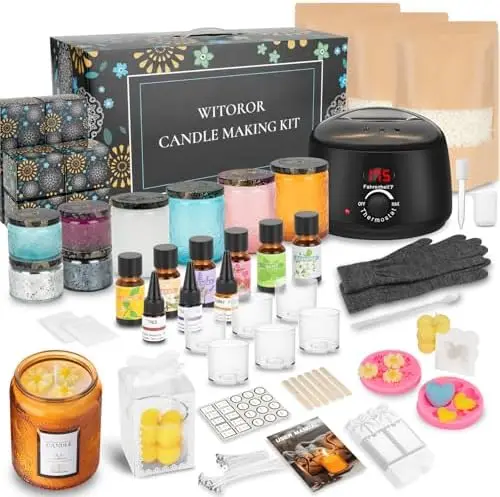 Scented Candle Making Kit with Soy Wax & Digital Warmer – DIY Kit for Beginners