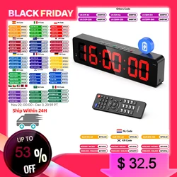 Remote Gym Timer 2 inch Ultra-Clear Interval Time Timers with LED Countdown/Up Wall Clock Battery Power Fitness Timer Stopwatch