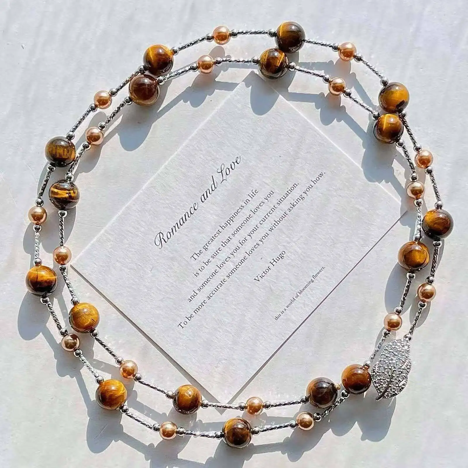 Vnox Charm Natural Tiger Eye Stone Collar Chain Necklace Bracelet, Punk Vintage Handmade Beads, Jewelry Valentine's Day Gifts - Image 3