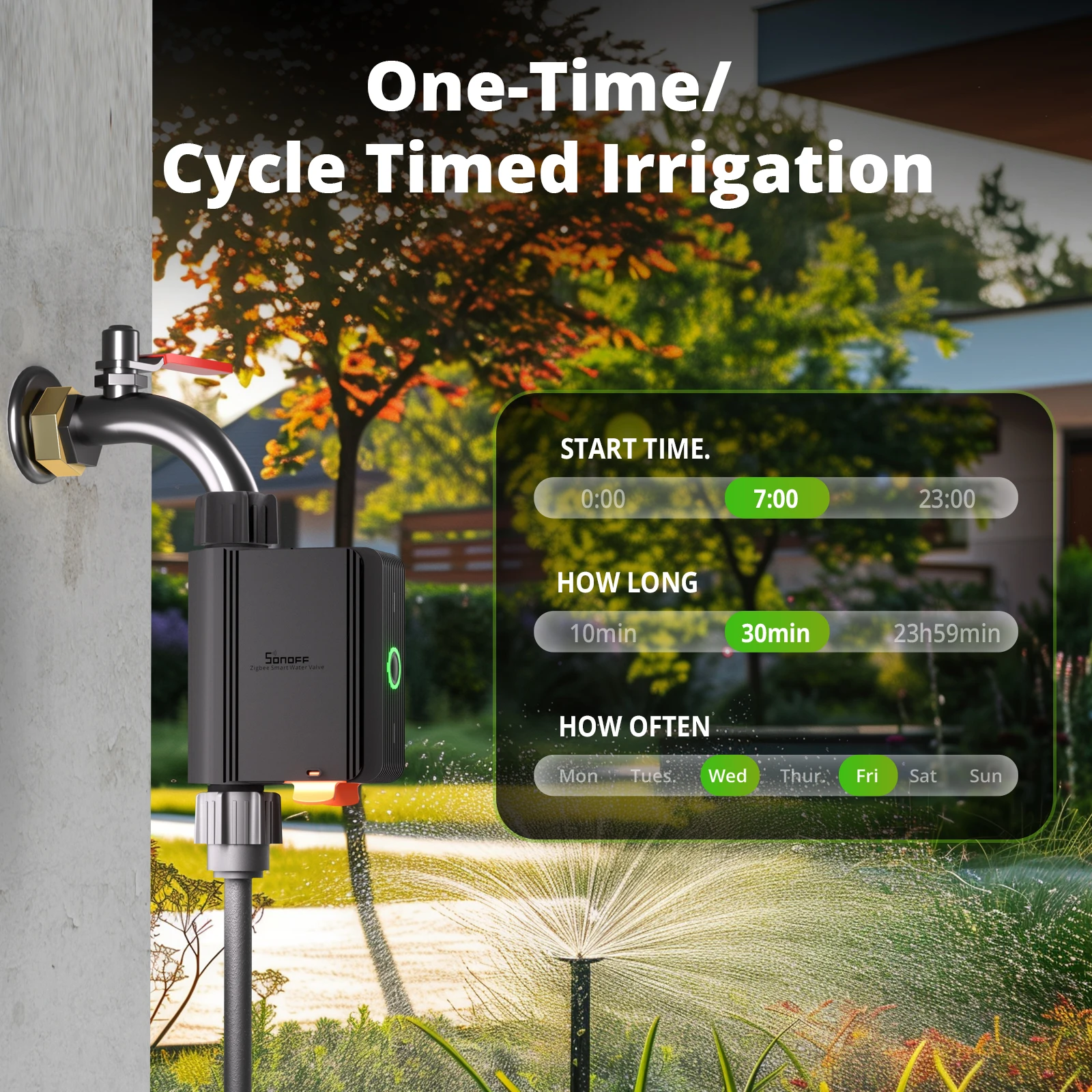 SONOFF SWV Zigbee Smart Water Valve Automatic Irrigation IP55 Easy Install Remote Control Time Schedule via eWeLink Alexa Google