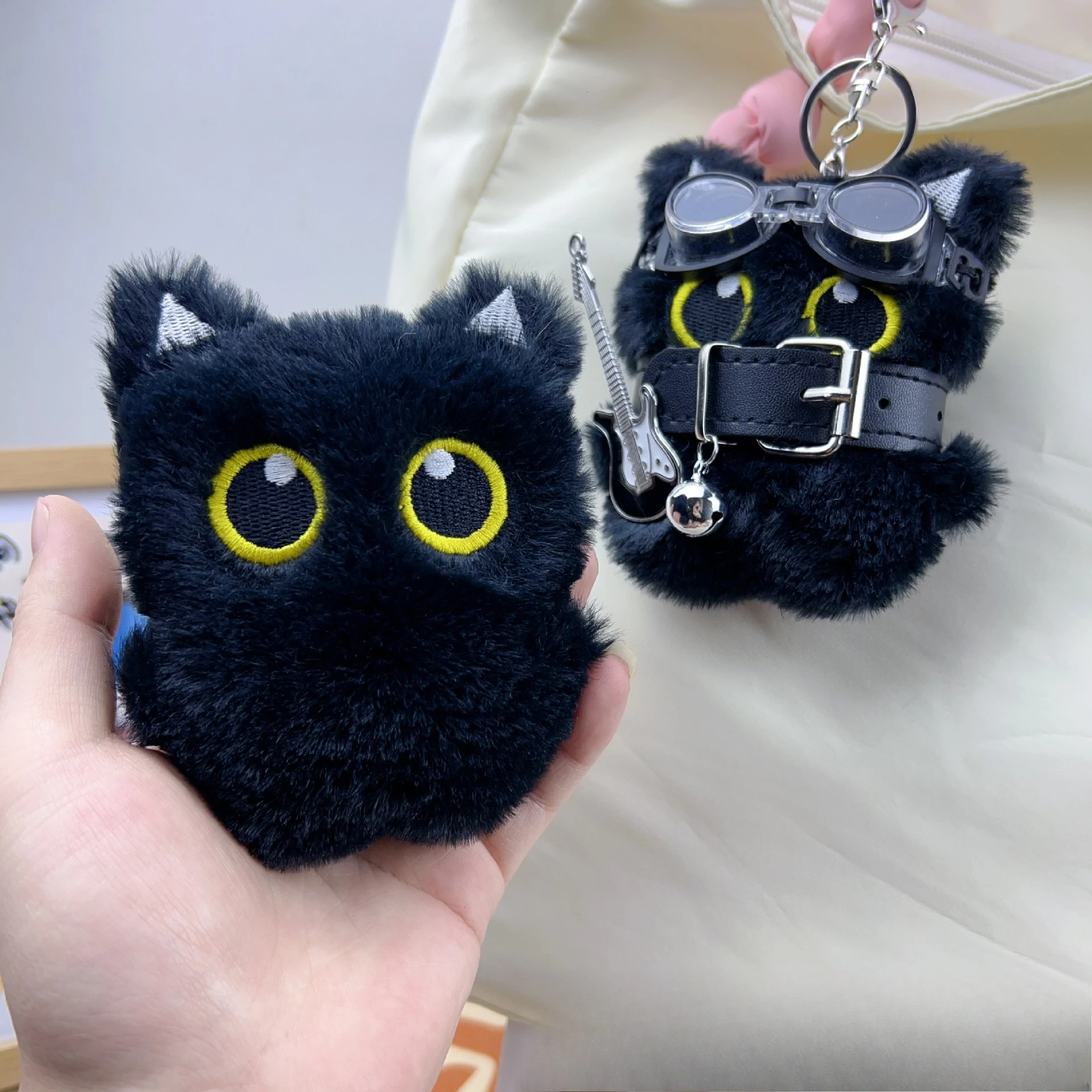 فاسق نمط القطة السوداء المفاتيح لطيف كبير العين القط حقيبة سحر هدية #5